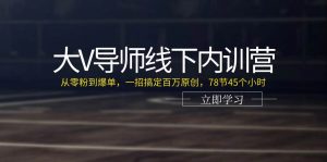 （11261期）大V导师线下内训营：从零粉到爆单，一招搞定百万原创，78节45个小时-旺仔资源库