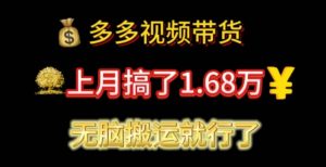 （11269期）多多视频带货：上月搞了1.68万，无脑搬运就行了-旺仔资源库