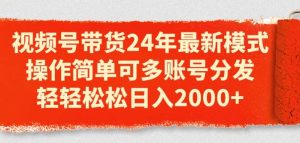 视频号带货24年最新模式，操作简单可多账号分发，轻轻松松日入2k【揭秘】-旺仔资源库