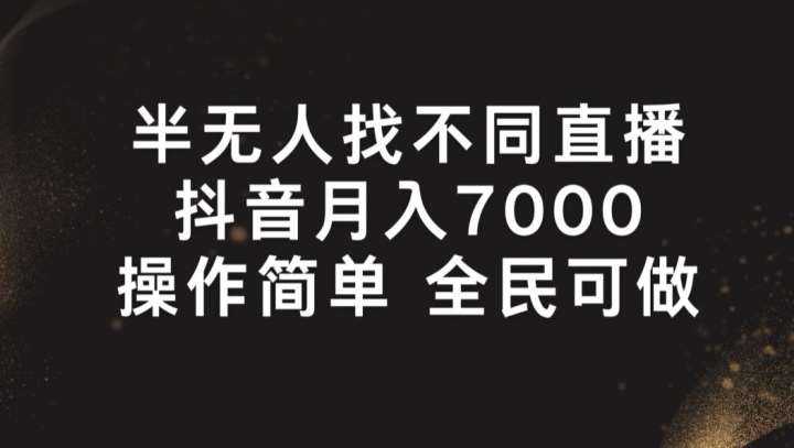 半无人找不同直播，月入7000+，操作简单 全民可做【揭秘】-旺仔资源库