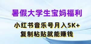 暑假大学生宝妈福利，小红书音乐号月入5000+，复制粘贴就能赚钱【揭秘】-旺仔资源库