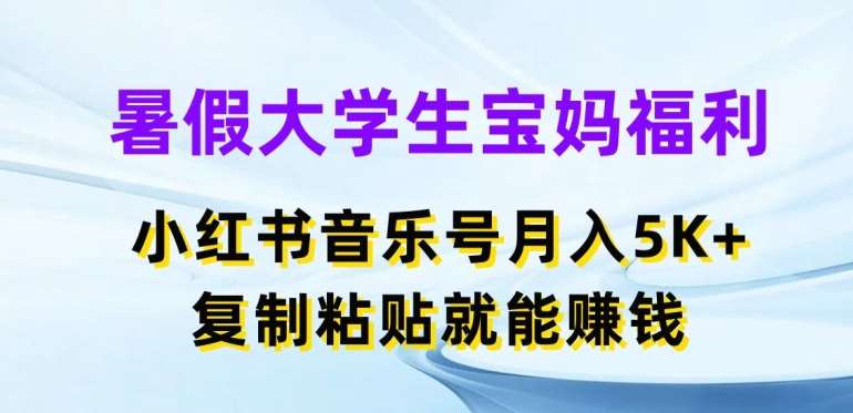 暑假大学生宝妈福利，小红书音乐号月入5000+，复制粘贴就能赚钱【揭秘】-旺仔资源库