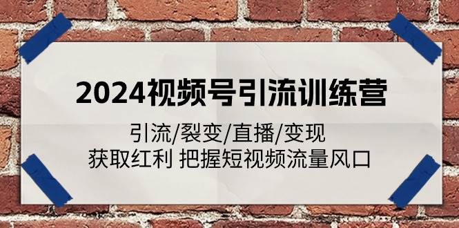 （11337期）2024视频号引流训练营：引流/裂变/直播/变现 获取红利 把握短视频流量风口-旺仔资源库