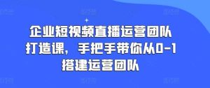 企业短视频直播运营团队打造课，手把手带你从0-1搭建运营团队-旺仔资源库