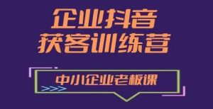 企业抖音营销获客增长训练营，中小企业老板必修课-旺仔资源库