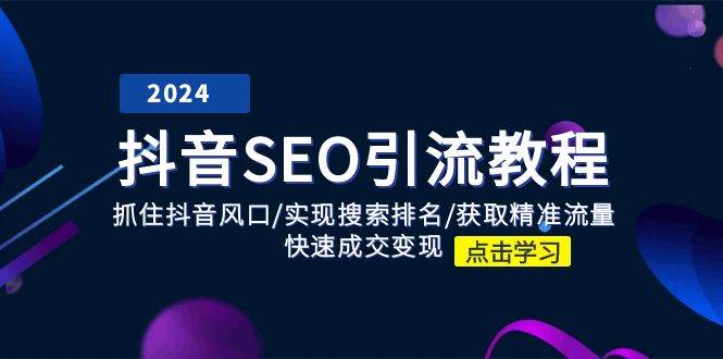 （11352期）抖音 SEO引流教程：抓住抖音风口/实现搜索排名/获取精准流量/快速成交变现-旺仔资源库