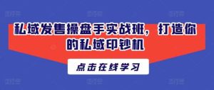 私域发售操盘手实战班，打造你的私域印钞机-旺仔资源库