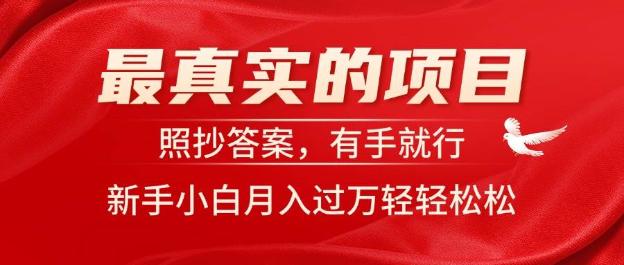 （11362期）最真实的项目，照抄答案，有手就行，新手小白月入过万轻轻松松-旺仔资源库