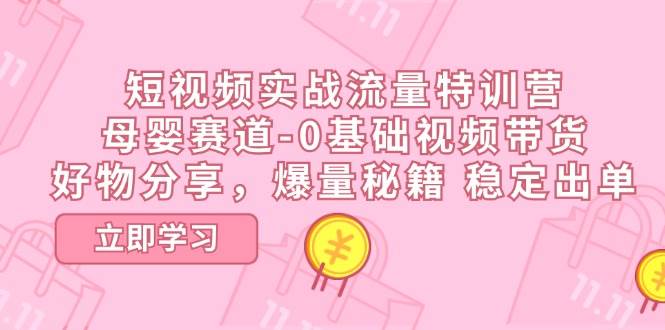 短视频实战流量特训营，母婴赛道-0基础带货，好物分享，爆量秘籍 稳定出单-旺仔资源库