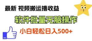 （11386期）最新视频搬运撸收益，软件无脑批量操作，新手小白轻松上手-旺仔资源库