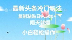 （11414期）最新头条冷门玩法，隔天就爆，复制粘贴日入500+-旺仔资源库