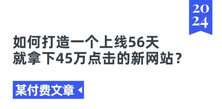 某付费文章《如何打造一个上线56天就拿下45万点击的新网站?》-旺仔资源库