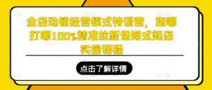 全店动销经营模式特训营，指哪打哪100%精准拉新保姆式起店实操课程-旺仔资源库