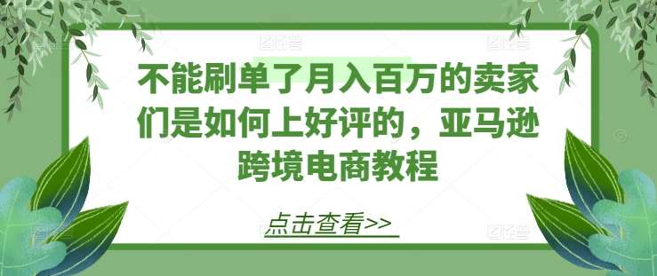 不能刷单了月入百万的卖家们是如何上好评的，亚马逊跨境电商教程-旺仔资源库