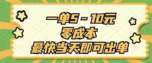（11481期）一单5-10元，零成本，最快当天即可出单-旺仔资源库