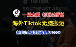 （11487期）海外Tiktok短视频无脑搬运，一键去重轻松过原创，新手小白听话照做日入…-旺仔资源库