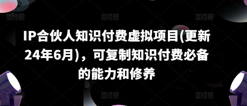 IP合伙人知识付费虚拟项目(更新24年6月)，可复制知识付费必备的能力和修养-旺仔资源库