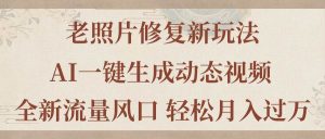 （11503期）老照片修复新玩法，老照片AI一键生成动态视频 全新流量风口 轻松月入过万-旺仔资源库