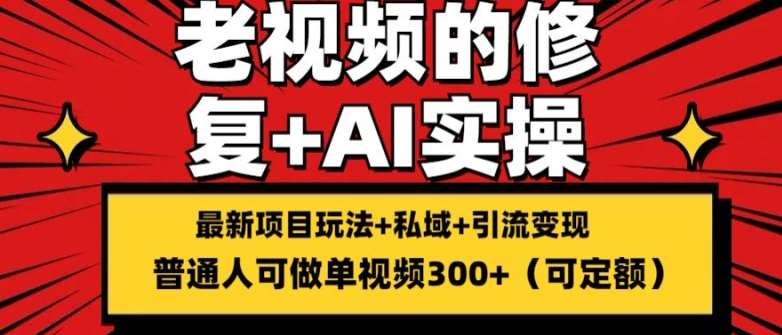 修复老视频的玩法，搬砖+引流的变现(可持久)，单条收益300+【揭秘】-旺仔资源库