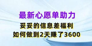 最新心愿单助力，妥妥的信息差福利，两天赚了3.6K【揭秘】-旺仔资源库