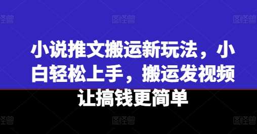 小说推文搬运新玩法，小白轻松上手，搬运发视频让搞钱更简单-旺仔资源库