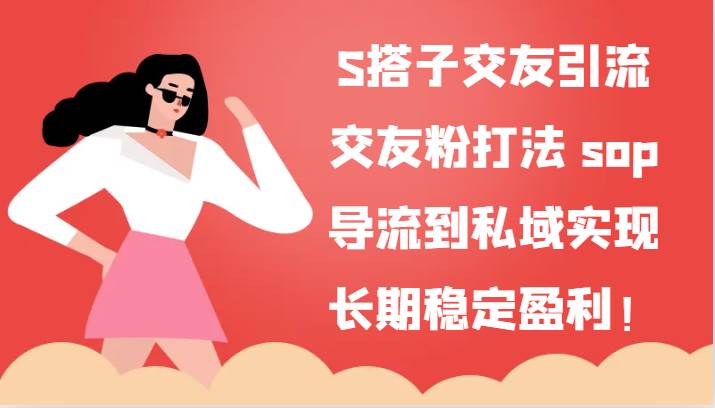 S搭子交友引流，交友粉打法 sop，导流到私域实现长期稳定盈利！-旺仔资源库