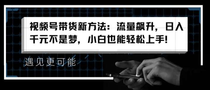 视频号带货新方法：流量飙升，日入千元不是梦，小白也能轻松上手【揭秘】-旺仔资源库