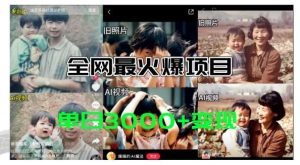 全网爆火的AI让老照片动起来教程，蹭热点日赚3k+，内含免费工具一键可生成【揭秘】-旺仔资源库