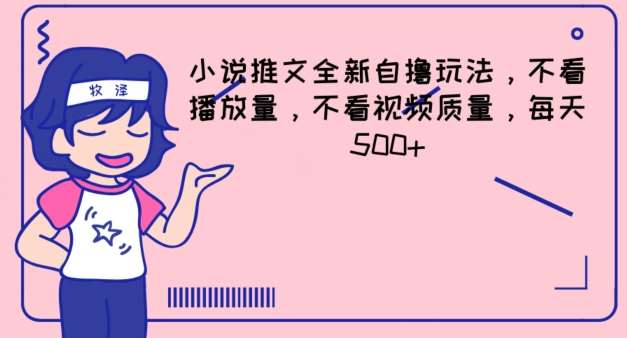 小说推文全新自撸玩法，不看播放量，不看视频质量，每天500+【揭秘】-旺仔资源库