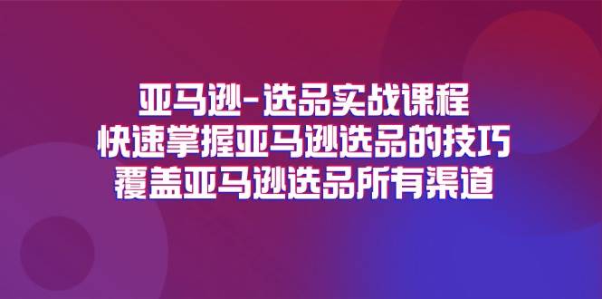 （11620期）亚马逊-选品实战课程，快速掌握亚马逊选品的技巧，覆盖亚马逊选品所有渠道-旺仔资源库