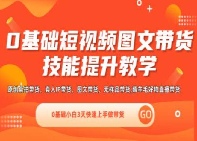 0基础短视频图文带货实操技能提升教学(直播课+视频课),0基础小白3天快速上手做带货-旺仔资源库