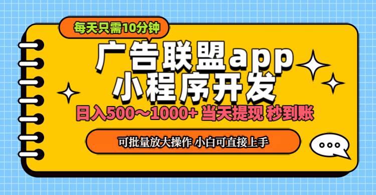 （11645期）小程序开发 广告赚钱 日入500~1000+ 小白轻松上手！-旺仔资源库