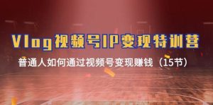 Vlog视频号IP变现特训营,普通人如何通过视频号变现赚钱(15节)-旺仔资源库