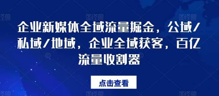 企业新媒体全域流量掘金，公域/私域/地域，企业全域获客，百亿流量收割器-旺仔资源库