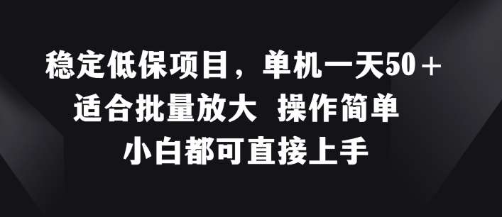 稳定低保项目，单机一天50+适合批量放大 操作简单 小白都可直接上手【揭秘】-旺仔资源库