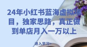 24年小红书蓝海虚拟项目，独家思路，真正做到单店月入一万以上。-旺仔资源库