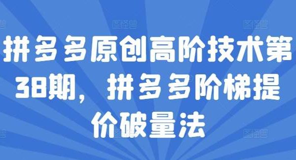 拼多多原创高阶技术第38期，拼多多阶梯提价破量法-旺仔资源库