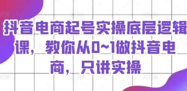 抖音电商起号实操底层逻辑课，教你从0~1做抖音电商，只讲实操-旺仔资源库