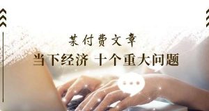 某付费文章《当下经济 十个重大问题》覆盖了大家关心的全部经济类话题-旺仔资源库