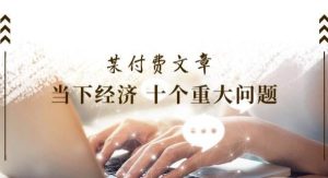 （11707期）某付费文章《当下经济 十个重大问题》覆盖了大家关心的全部经济类话题-旺仔资源库