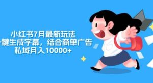 （11711期）小红书7月最新玩法，一鍵生成字幕，结合商单广告，私域月入10000+-旺仔资源库