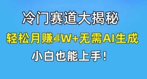 冷门赛道大揭秘，轻松月赚1W+无需AI生成，小白也能上手【揭秘】-旺仔资源库