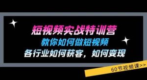 （11729期）短视频实战特训营：教你如何做短视频，各行业如何获客，如何变现 (60节)-旺仔资源库