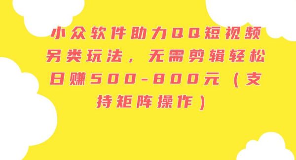 （11736期）小众软件助力QQ短视频另类玩法，无需剪辑轻松日赚500-800元（支持矩阵…-旺仔资源库