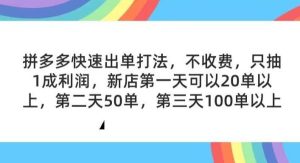 （11738期）拼多多2天起店，只合作不卖课不收费，上架产品无偿对接，只需要你回…-旺仔资源库