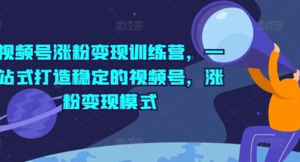 视频号涨粉变现训练营，一站式打造稳定的视频号，涨粉变现模式-旺仔资源库