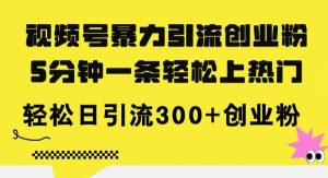 (11754期)视频号暴力引流创业粉,5分钟一条轻松上热门,轻松日引流300+创业粉-旺仔资源库