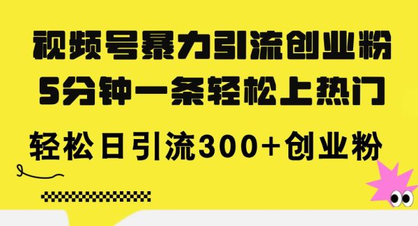 （11754期）视频号暴力引流创业粉，5分钟一条轻松上热门，轻松日引流300+创业粉-旺仔资源库