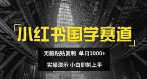 小红书国学赛道，无脑粘贴复制，单日1K，实操演示，小白即刻上手【揭秘】-旺仔资源库