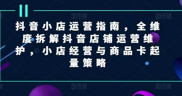 抖音小店运营指南，全维度拆解抖音店铺运营维护，小店经营与商品卡起量策略-旺仔资源库